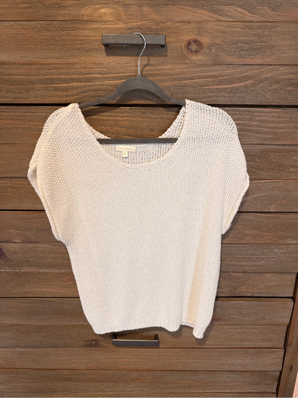 White Knit Short-Sleeve Sweater Top